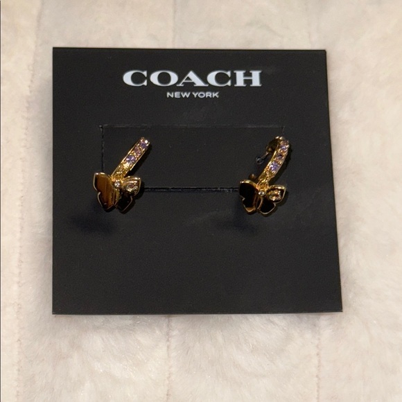 Coach Gold and Purple Butterfly Earrings - Picture 3 of 6
